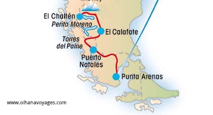 L'essentiel de la Patagonie en autotour. — Carte du circuit