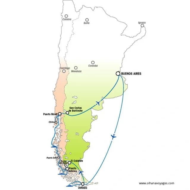 Un circuit en Patagonie. — Carte du circuit